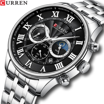 Curren 8427 Men's Steel Quartz Watch with Calendar