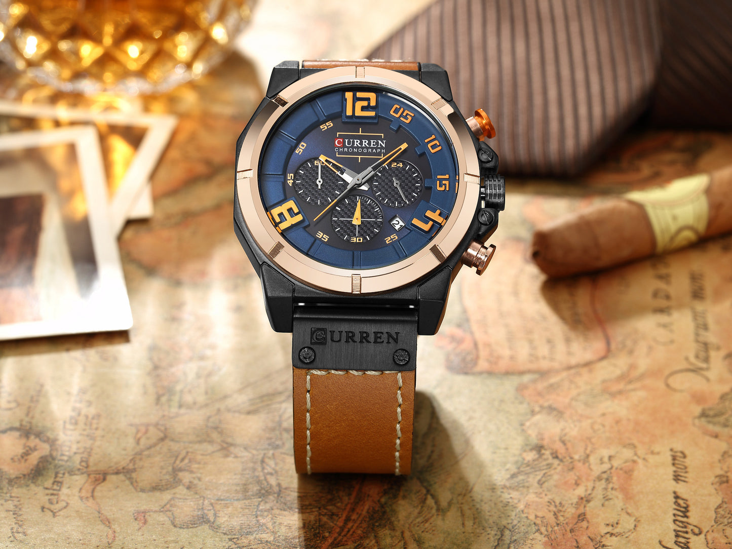 CURREN 8287 Men's Quartz Watch with Leather Band
