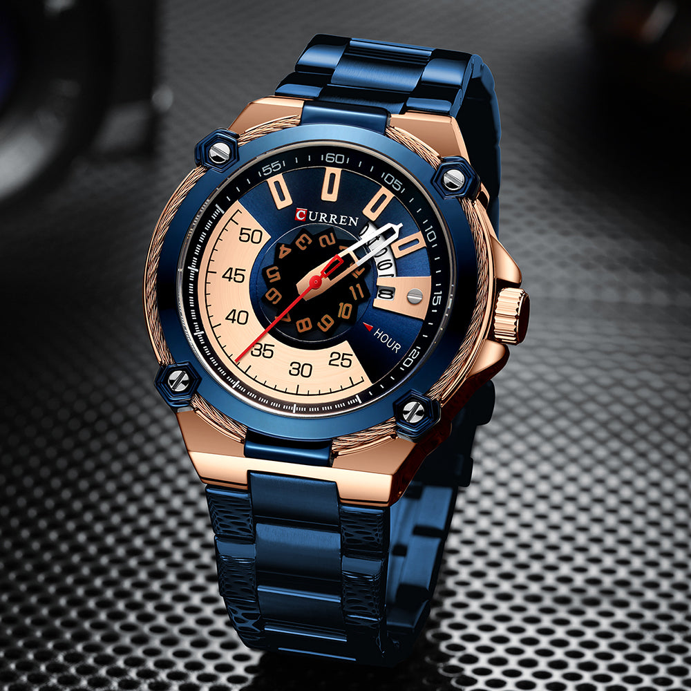 CURREN Men's Quartz Watch with Stainless Steel Band