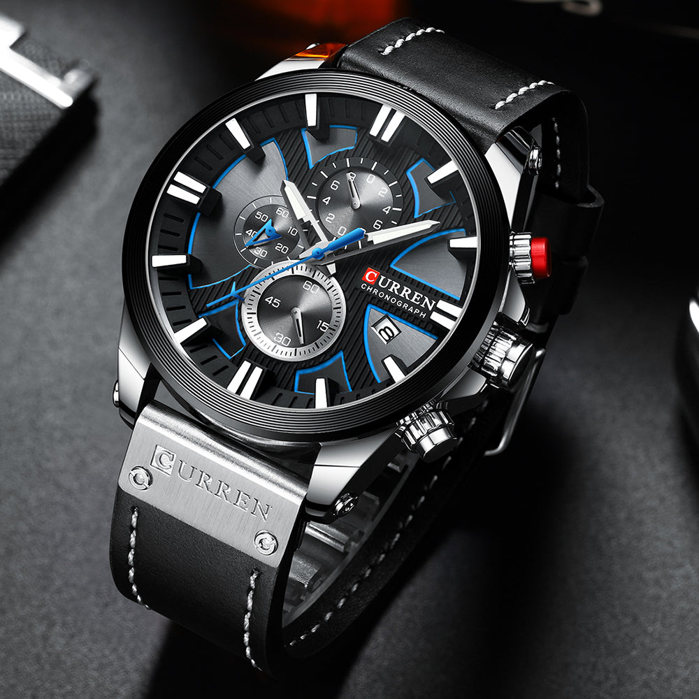 Curren Men's Sports Quartz Watch with Leather Band
