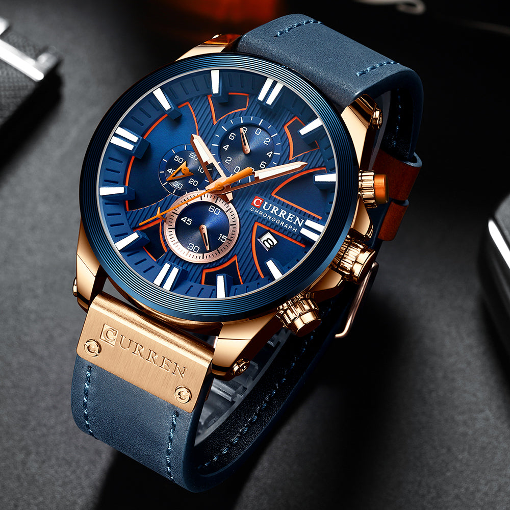 Curren Men's Sports Quartz Watch with Leather Band