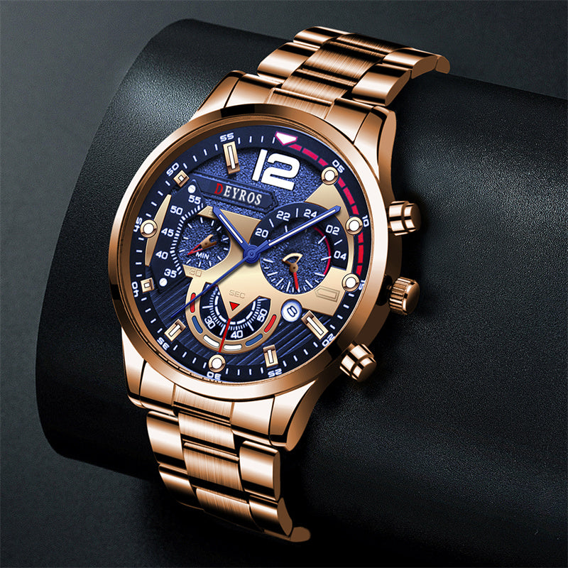 Fashion Stainless Steel Band Men's Business Watch