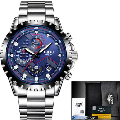 LIGE Multifunctional Waterproof Quartz Watch