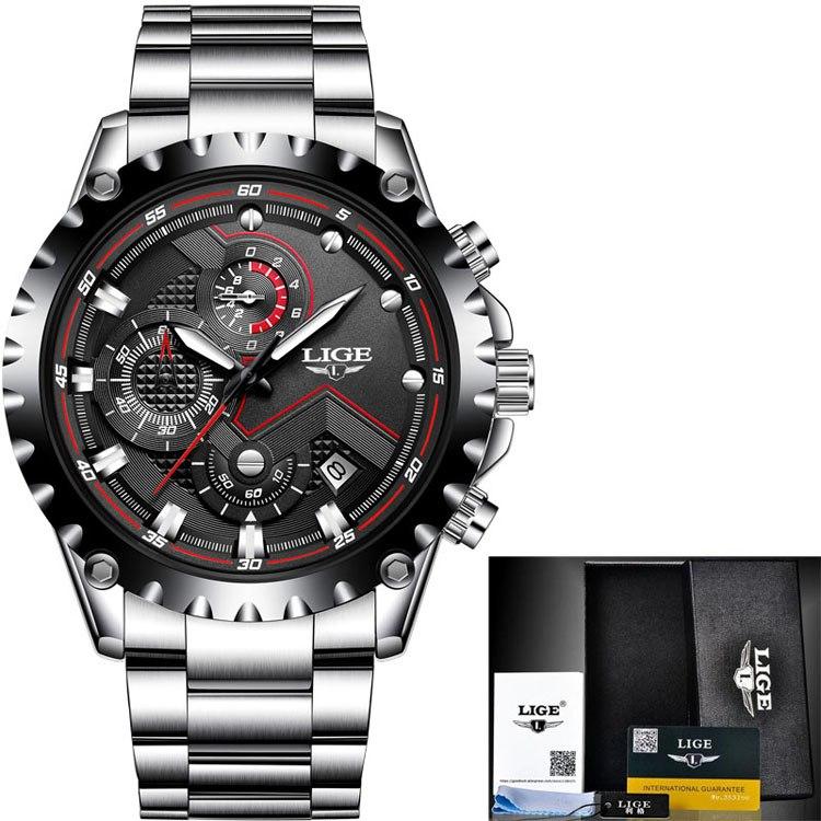 LIGE Multifunctional Waterproof Quartz Watch