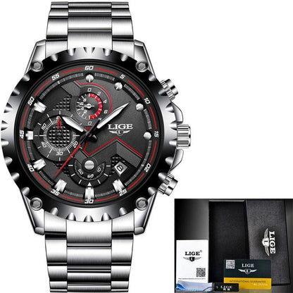 LIGE Multifunctional Waterproof Quartz Watch
