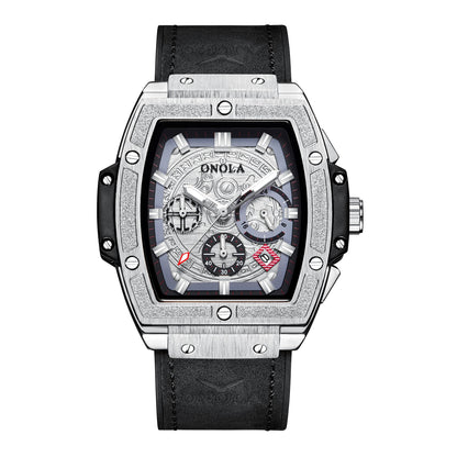 Multifunctional Men's Waterproof Quartz Watch with Leather