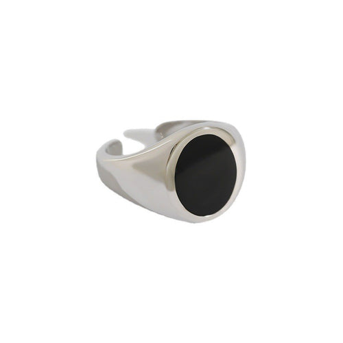 S925 Sterling Silver Wide Face Women's Epoxy Ring