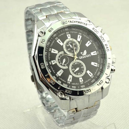Steel Band Quartz Watch for Men with Large Dial