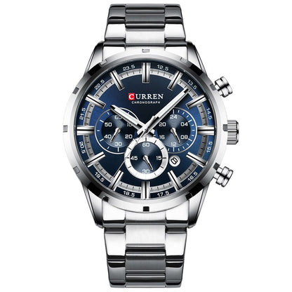 Business Men's Quartz Watch with Stainless Steel Band