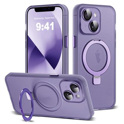 for iPhone 11 Case with Magnetic Invisible Ring Stand [Full Camera Lens Protection] [Compatible with Mag-Safe] Military-Grade Drop Matte Translucent Slim Phone Cases for iPhone 11 6.1", Pink
