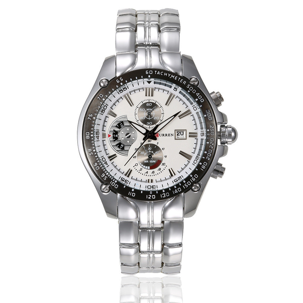 CURREN 8083 Men's Waterproof Steel Band Calendar Watch