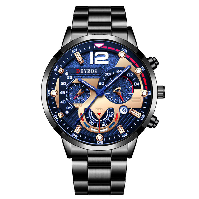 Fashion Stainless Steel Band Men's Business Watch