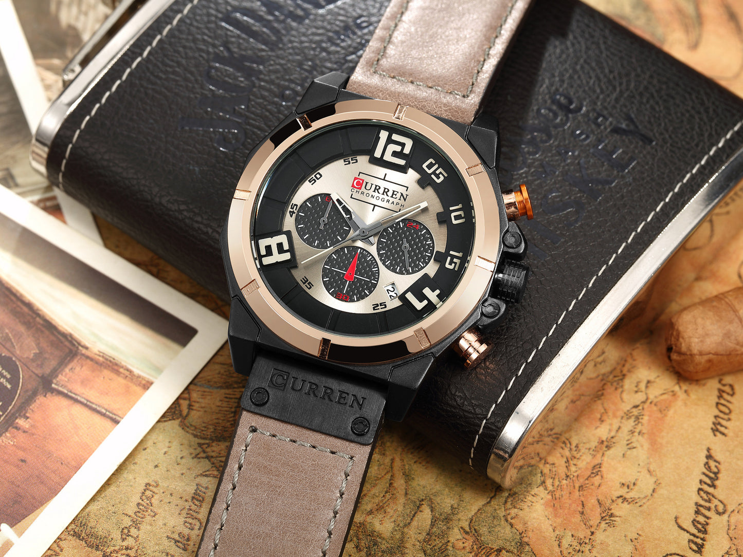 CURREN 8287 Men's Quartz Watch with Leather Band
