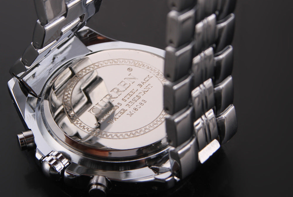 CURREN 8083 Men's Waterproof Steel Band Calendar Watch