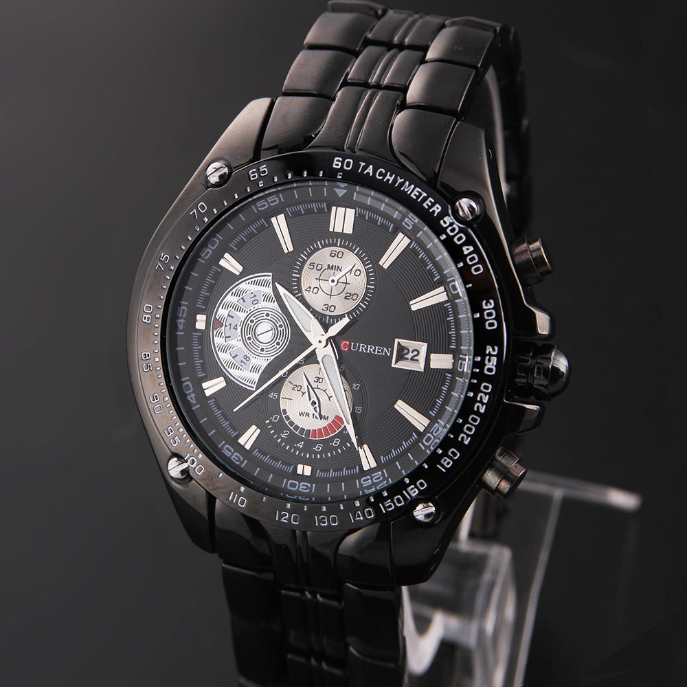 CURREN 8083 Men's Waterproof Steel Band Calendar Watch