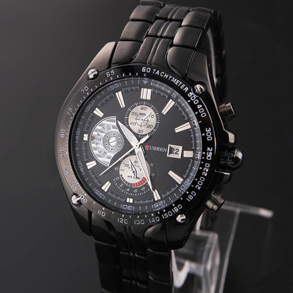 CURREN 8083 Men's Waterproof Steel Band Calendar Watch