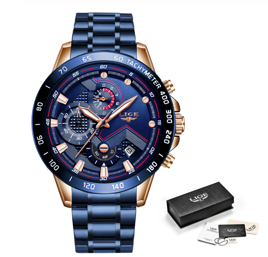 LIGE Multifunctional Waterproof Quartz Watch