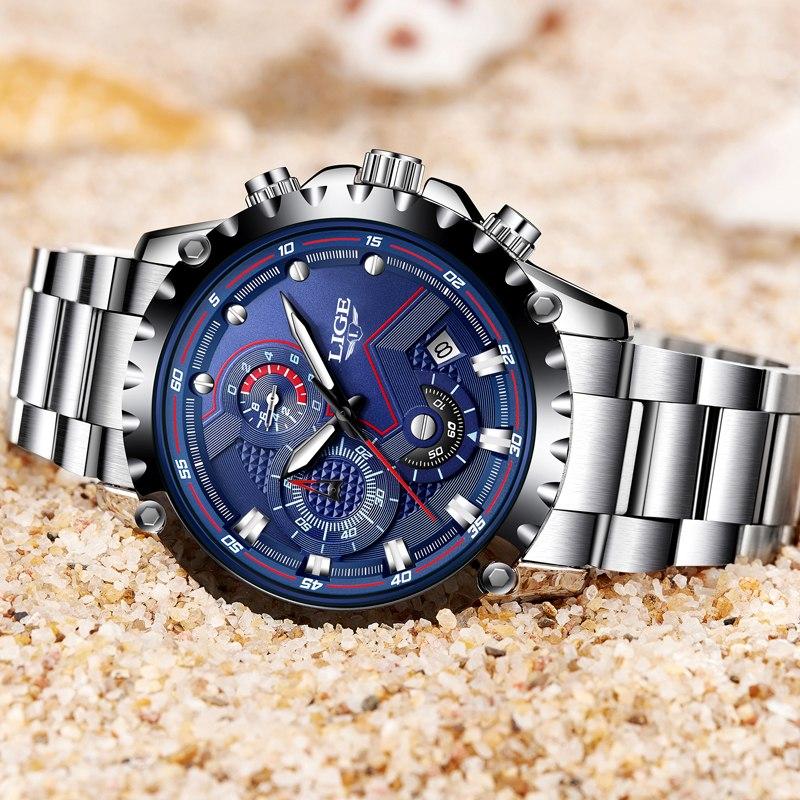 LIGE Multifunctional Waterproof Quartz Watch