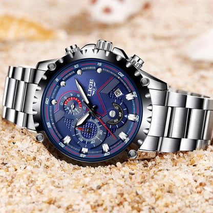 LIGE Multifunctional Waterproof Quartz Watch
