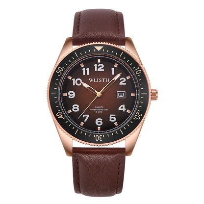Men's Waterproof Luminous Quartz Watch with Steel Band