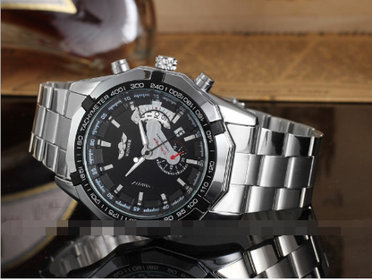 Men's Calendar Automatic Mechanical Watch with Steel Band
