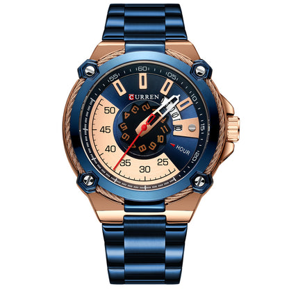 CURREN Men's Quartz Watch with Stainless Steel Band