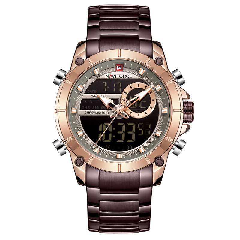 Men's Waterproof Quartz Watch with Steel Band