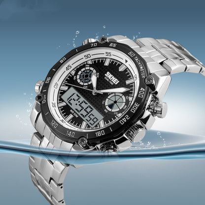 Men's Large Dial Waterproof Steel Band Digital Watch