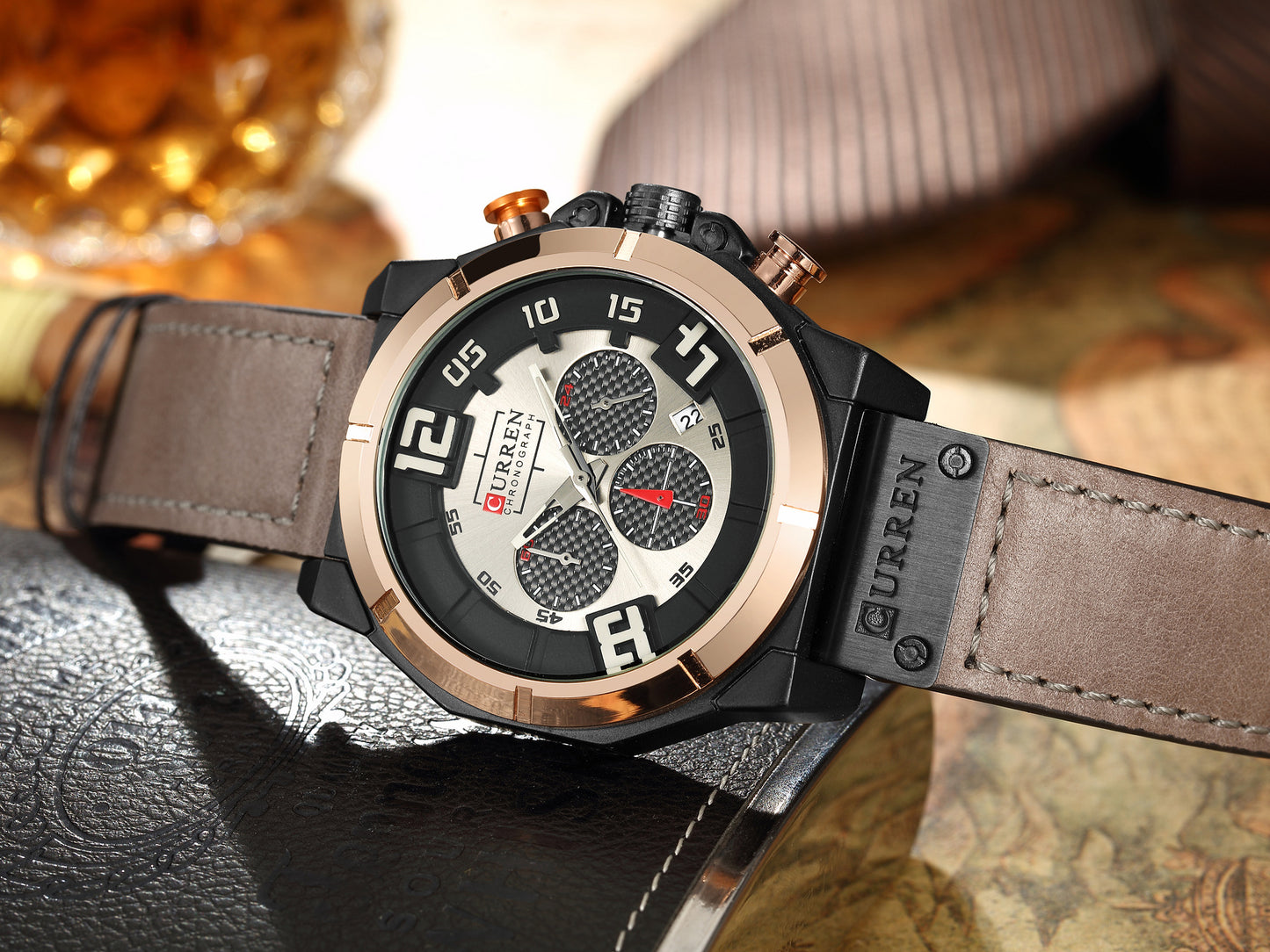 CURREN 8287 Men's Quartz Watch with Leather Band