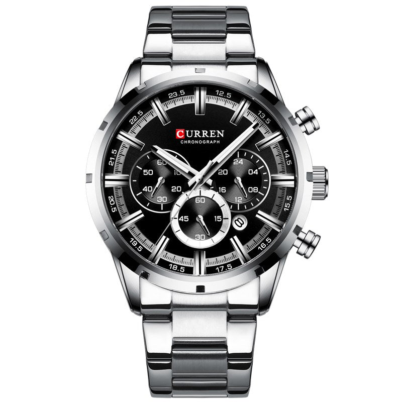 Business Men's Quartz Watch with Stainless Steel Band
