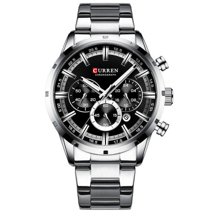 Business Men's Quartz Watch with Stainless Steel Band