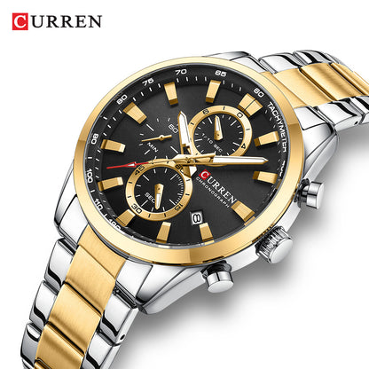 Curren 8445 Men's Quartz Watch with Calendar and Steel Band