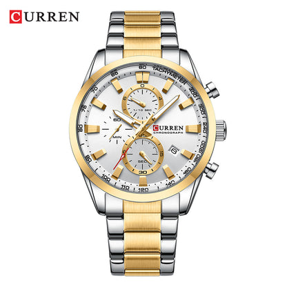 Curren 8445 Men's Quartz Watch with Calendar and Steel Band