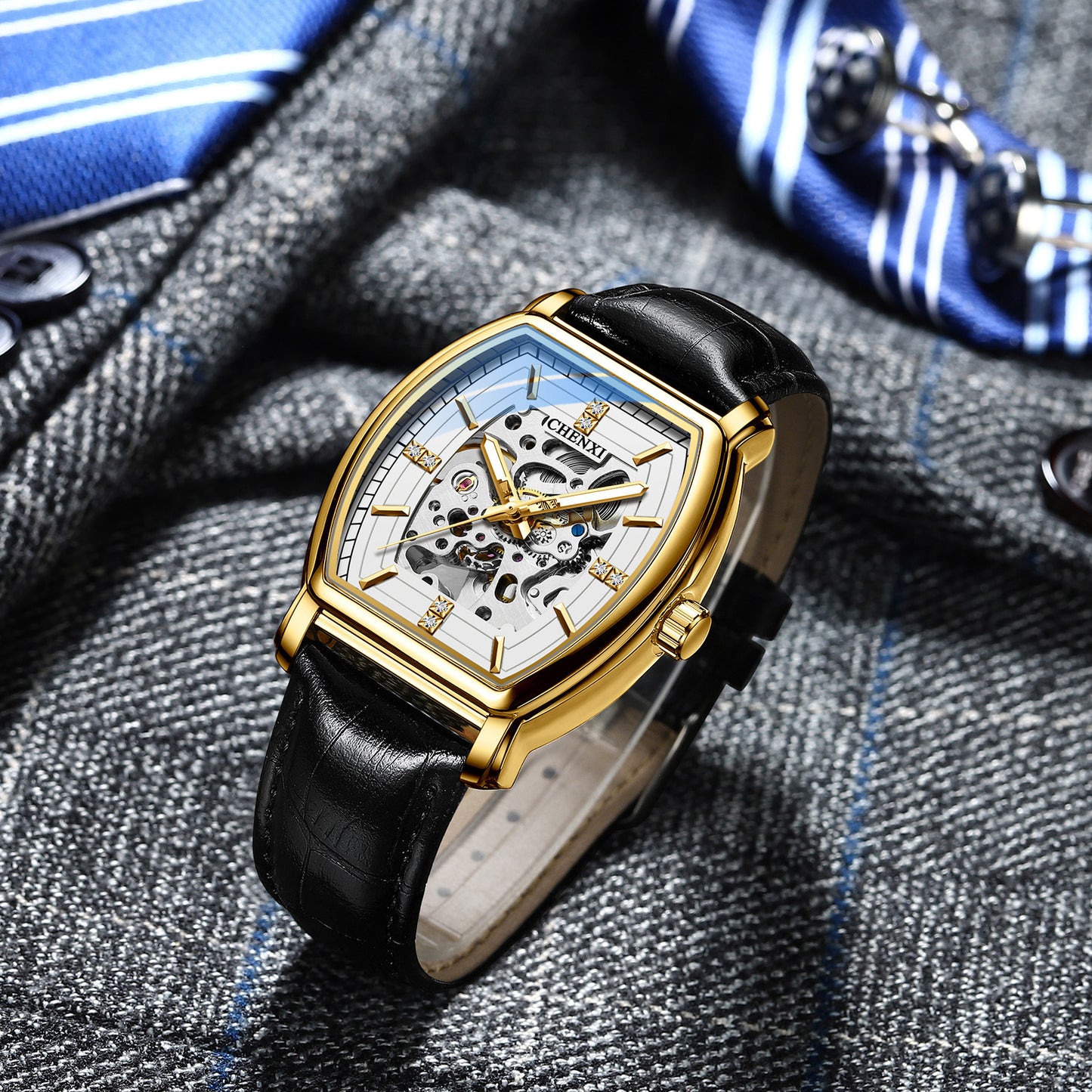 CHENXI Men's Automatic Mechanical Watch with Leather Band