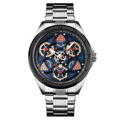 Men's Mechanical Wind Quartz Watch with Steel Band