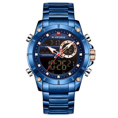 Men's Waterproof Quartz Watch with Steel Band