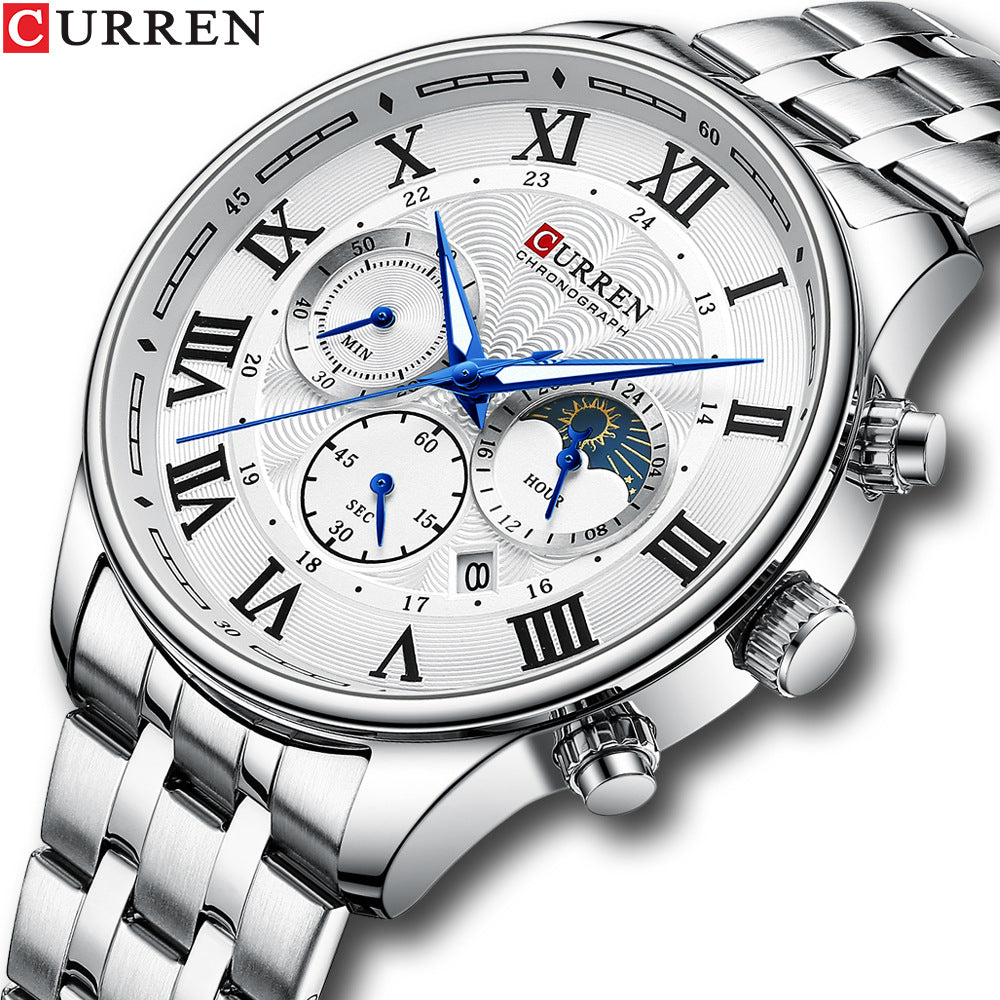 Curren 8427 Men's Steel Quartz Watch with Calendar