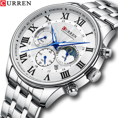 Curren 8427 Men's Steel Quartz Watch with Calendar
