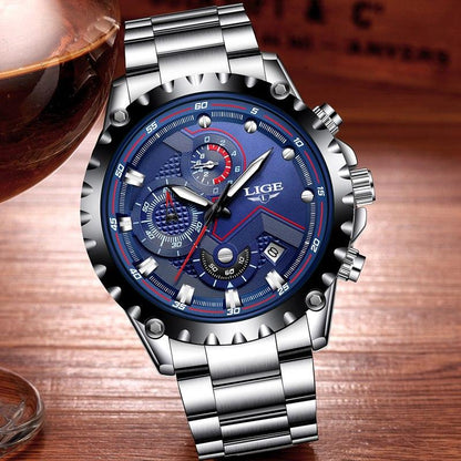 LIGE Multifunctional Waterproof Quartz Watch