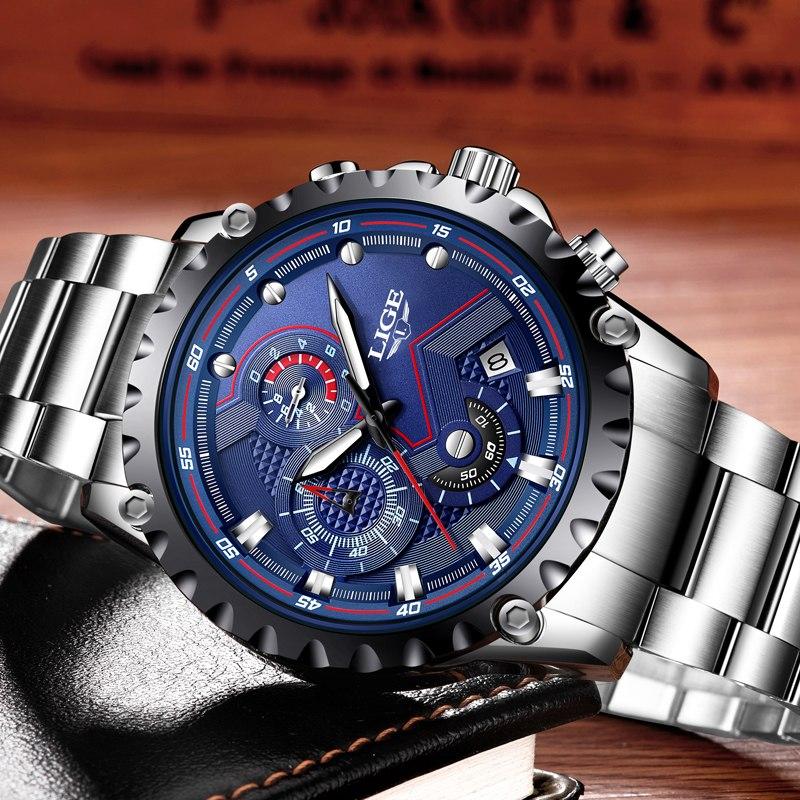 LIGE Multifunctional Waterproof Quartz Watch