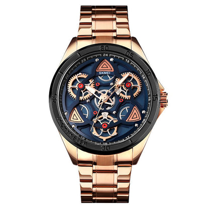 Men's Mechanical Wind Quartz Watch with Steel Band