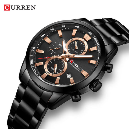 Curren 8445 Men's Quartz Watch with Calendar and Steel Band