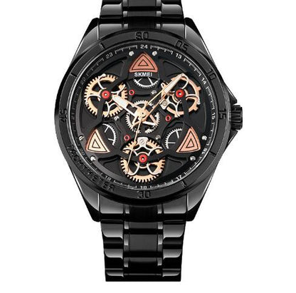 Men's Mechanical Wind Quartz Watch with Steel Band
