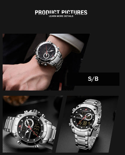 Men's Waterproof Quartz Watch with Steel Band