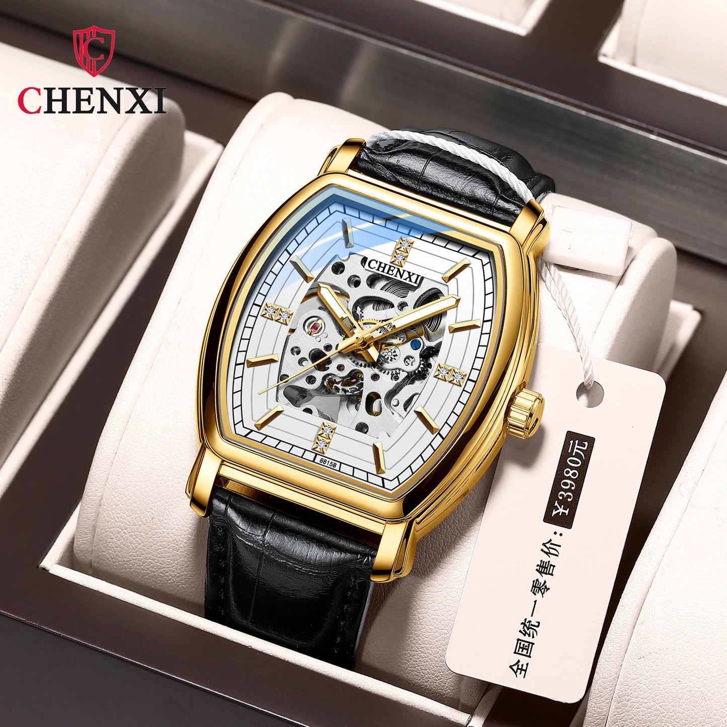 CHENXI Men's Automatic Mechanical Watch with Leather Band