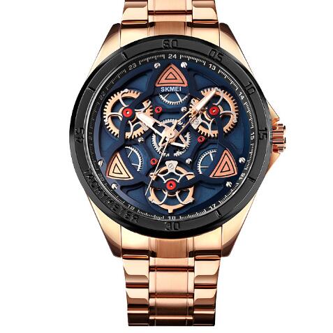 Men's Mechanical Wind Quartz Watch with Steel Band