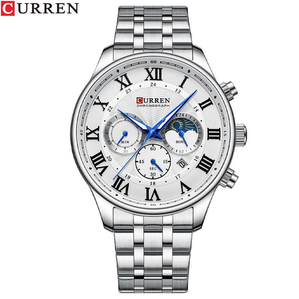 Curren 8427 Men's Steel Quartz Watch with Calendar