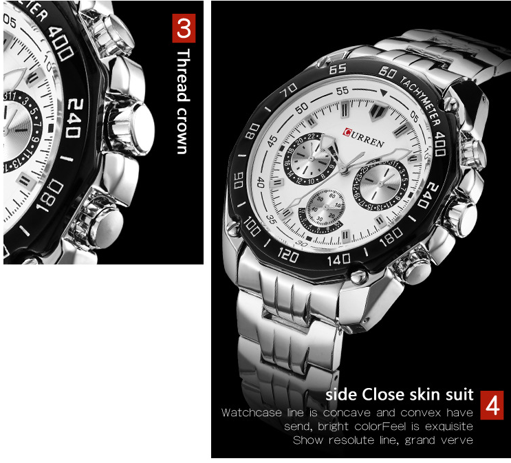 Men's Stainless Steel Watch with Three Eyes