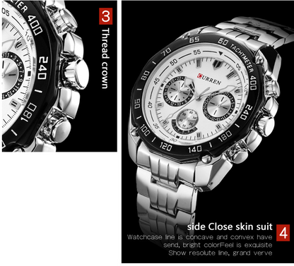 Men's Stainless Steel Watch with Three Eyes
