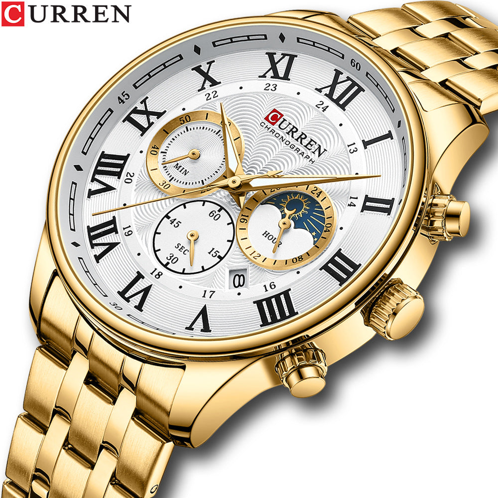 Curren 8427 Men's Steel Quartz Watch with Calendar